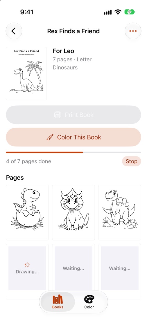 A book drawing in, page by page