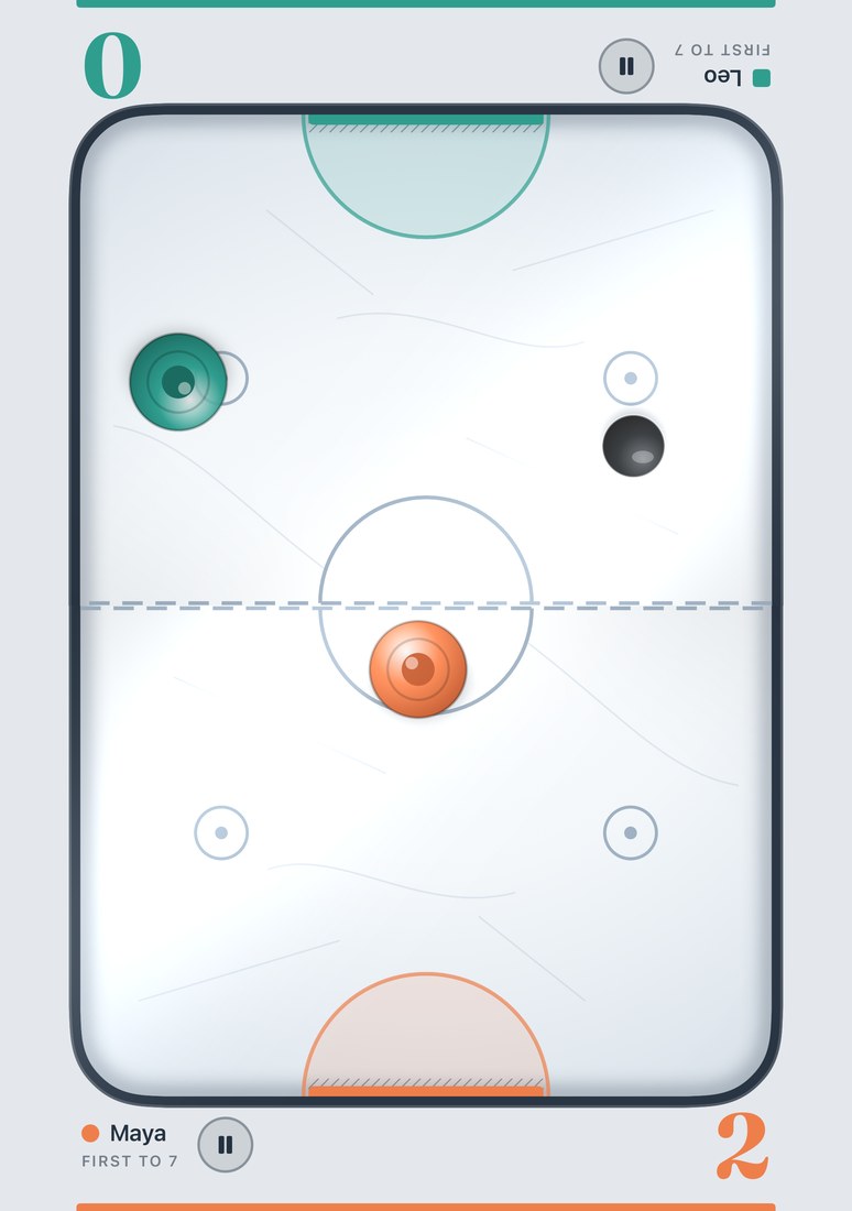 Air Hockey, the board split across the fold