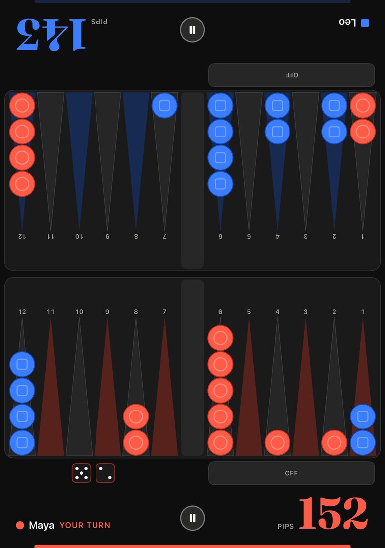 Backgammon in Halves