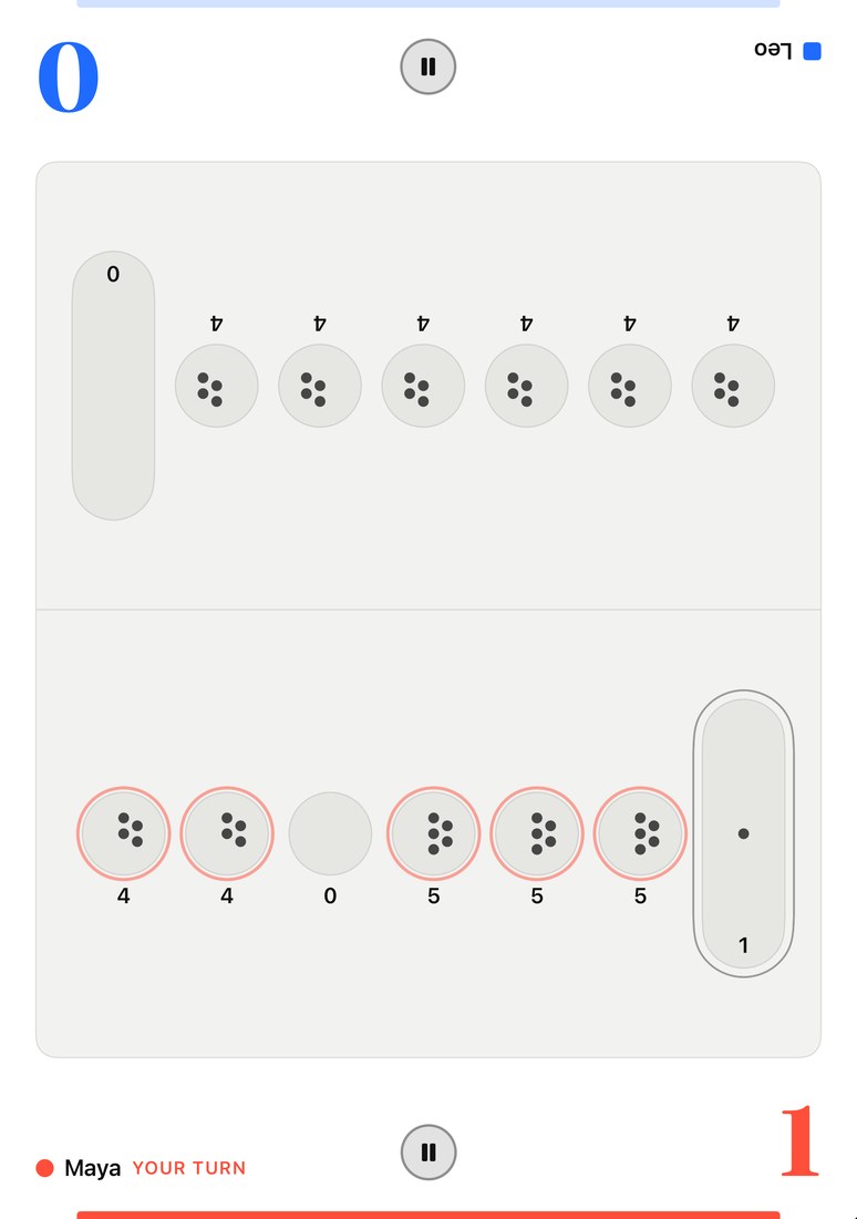 Mancala in Halves